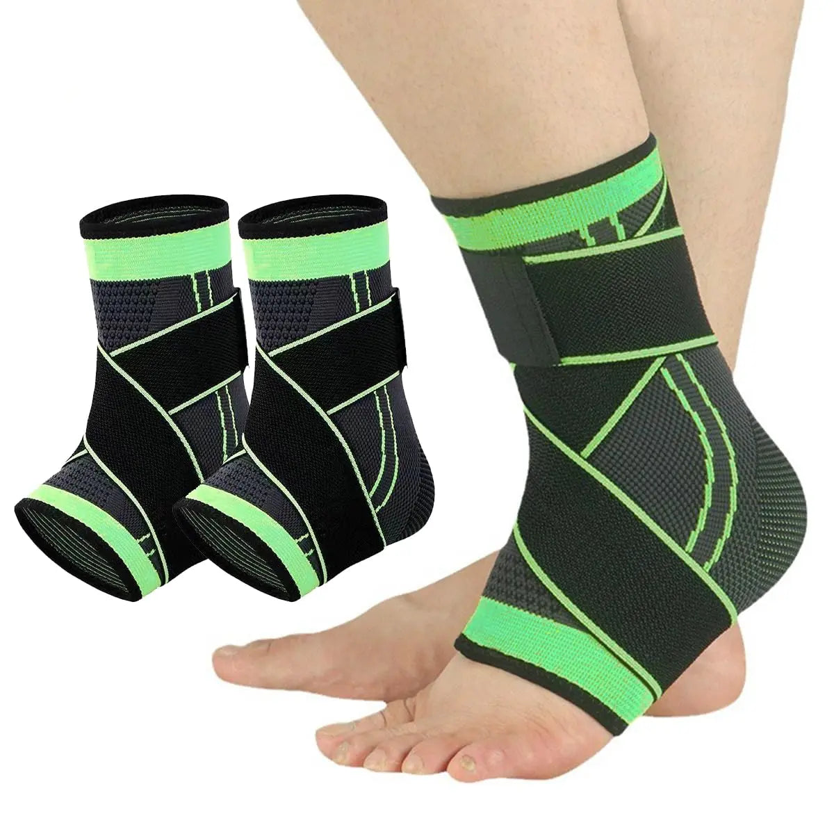UGEM 2-Pack Copper Ion Adjustable Ankle Support Brace for Men & Women - Breathable Fabric Compression Sleeve Leg,Ankle Protectionmulti-Size Secure Hold Sprain Aid for Sports Recover