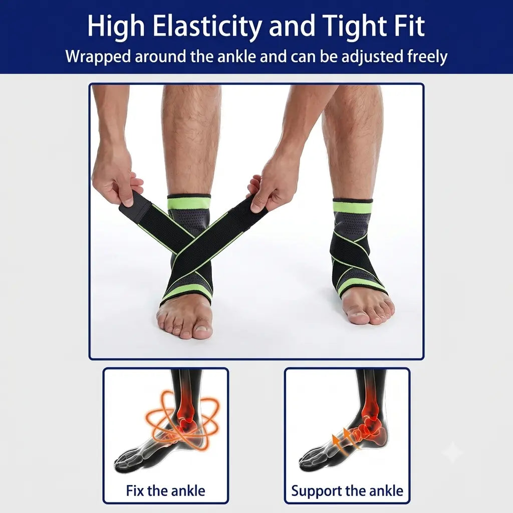 UGEM 2-Pack Copper Ion Adjustable Ankle Support Brace for Men & Women - Breathable Fabric Compression Sleeve Leg,Ankle Protectionmulti-Size Secure Hold Sprain Aid for Sports Recover