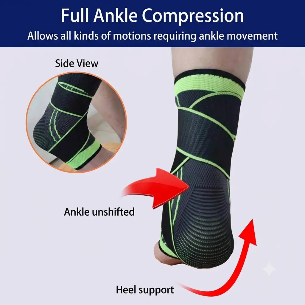 UGEM 2-Pack Copper Ion Adjustable Ankle Support Brace for Men & Women - Breathable Fabric Compression Sleeve Leg,Ankle Protectionmulti-Size Secure Hold Sprain Aid for Sports Recover